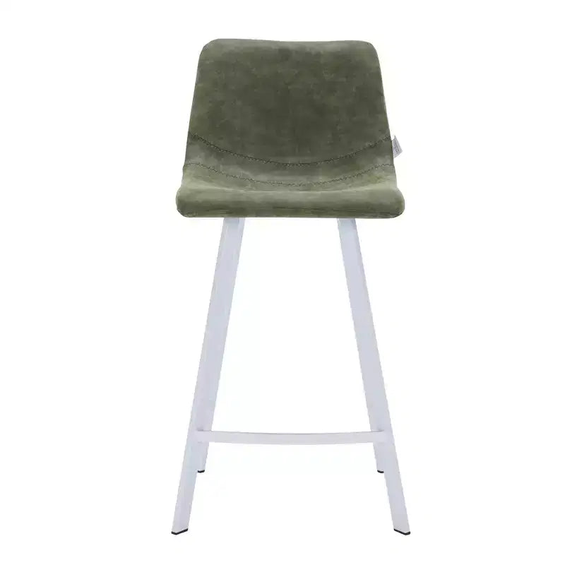 Sgabello da bar LeisureMod Elland 35 in pelle imbottita con base bianca in acciaio inossidabile - Sgabello moderno ad altezza bancone per cucina, bar e pub