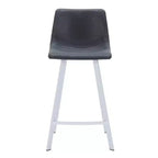 Sgabello da bar LeisureMod Elland 35 in pelle imbottita con base bianca in acciaio inossidabile - Sgabello moderno ad altezza bancone per cucina, bar e pub