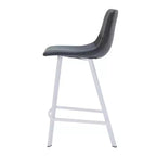 Sgabello da bar LeisureMod Elland 35 in pelle imbottita con base bianca in acciaio inossidabile - Sgabello moderno ad altezza bancone per cucina, bar e pub
