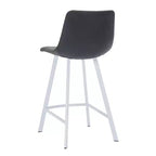 Sgabello da bar LeisureMod Elland 35 in pelle imbottita con base bianca in acciaio inossidabile - Sgabello moderno ad altezza bancone per cucina, bar e pub