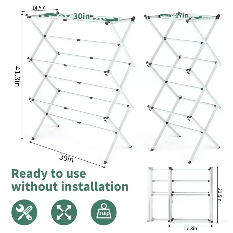 Stendibiancheria Pieghevole Portatile Stendino Stendibiancheria Multilivello con Supporto per Asciugamani Bianco