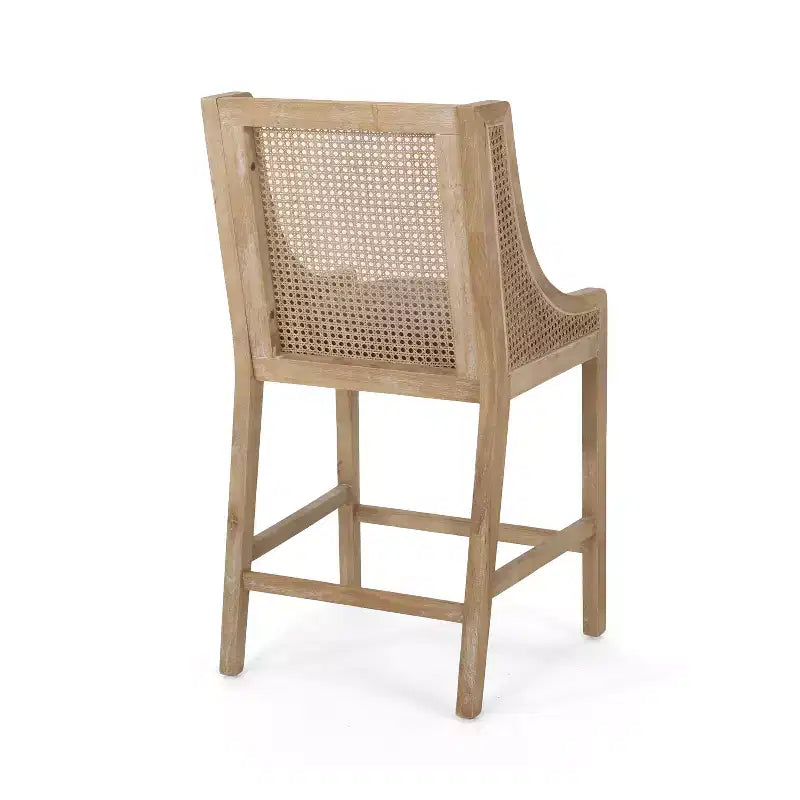 GDFStudio Sgabelli da bancone Deville imbottiti in legno e canna da 25,5 pollici (Set di 2)