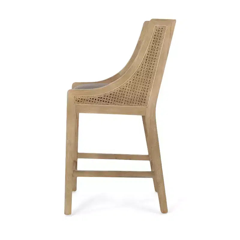 GDFStudio Sgabelli da bancone Deville imbottiti in legno e canna da 25,5 pollici (Set di 2)