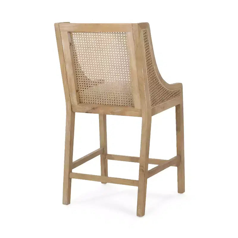 GDFStudio Sgabelli da bancone Deville imbottiti in legno e canna da 25,5 pollici (Set di 2)