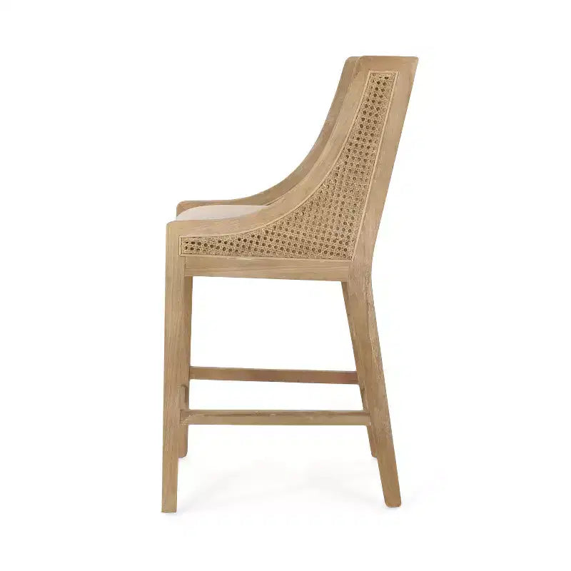 GDFStudio Sgabelli da bancone Deville imbottiti in legno e canna da 25,5 pollici (Set di 2)